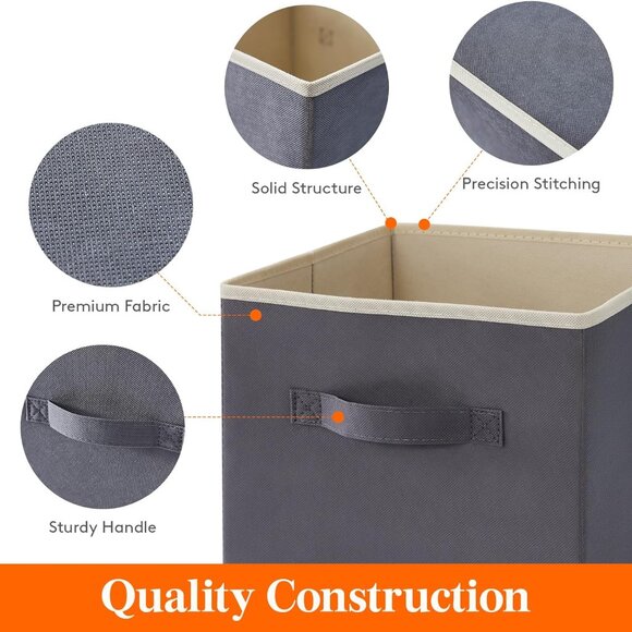 12 Packs Storage Cubes, 11 Inch Cube Storage Bins, Foldable Decorative Fabric St - Picture 5 of 7